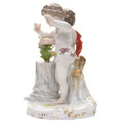 Porcelain Figure "Two Children with a Column & a Bird", End of 19th-Beg. 20th C.