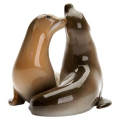 Porcelain Figure "Two Sealions", Denmark By Royal Copenhagen, Copenhagen, 1962