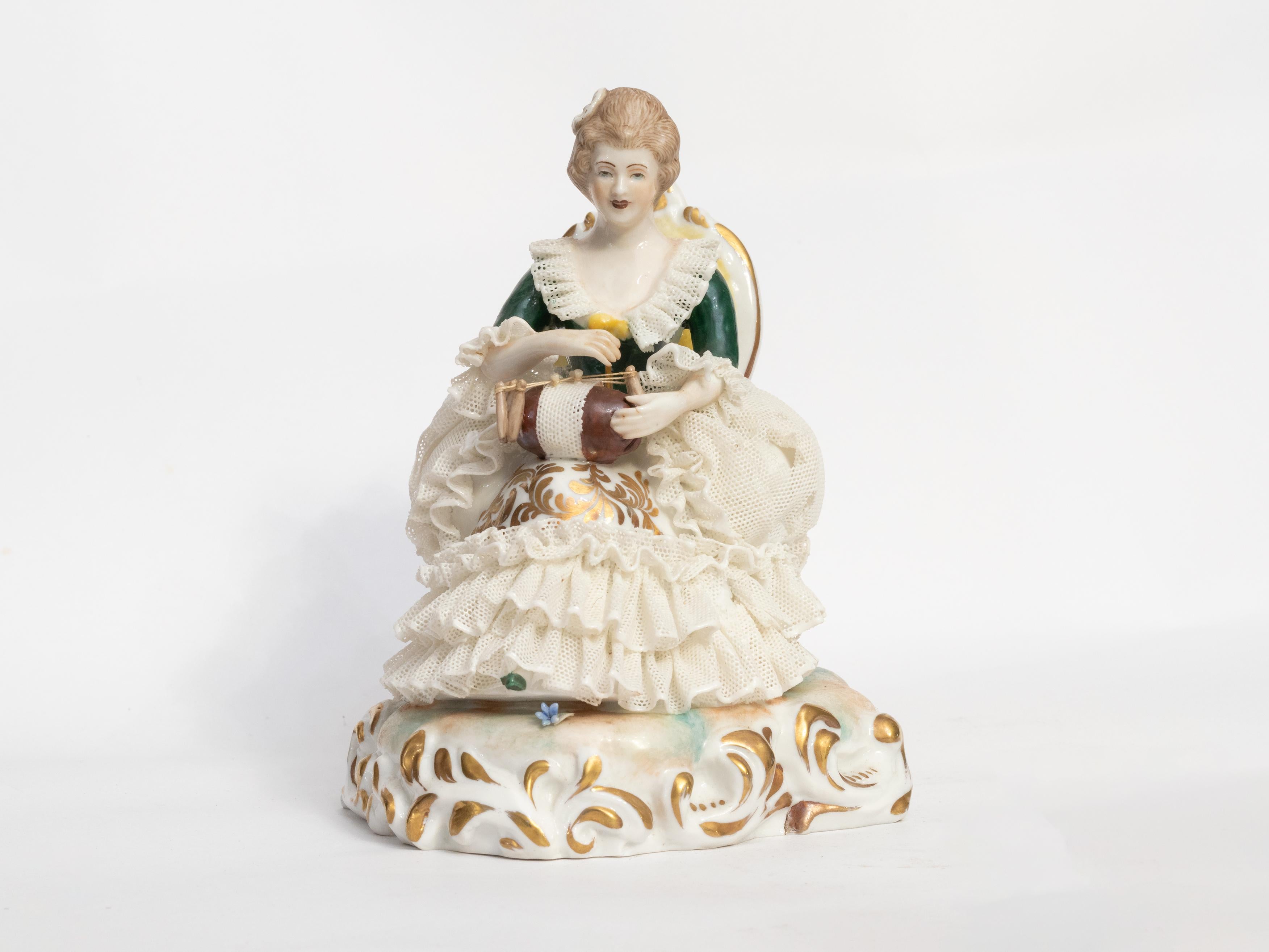 Porcelain Figure Woman In Armchair By Capodimonte, 1834 For Sale 1