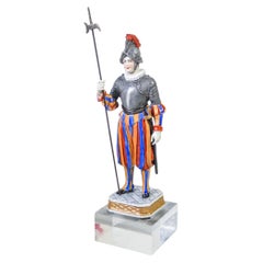 Antique Porcelain Figurine Aelteste Volkstedt, Pontifical Swiss Guard, Early 20th C