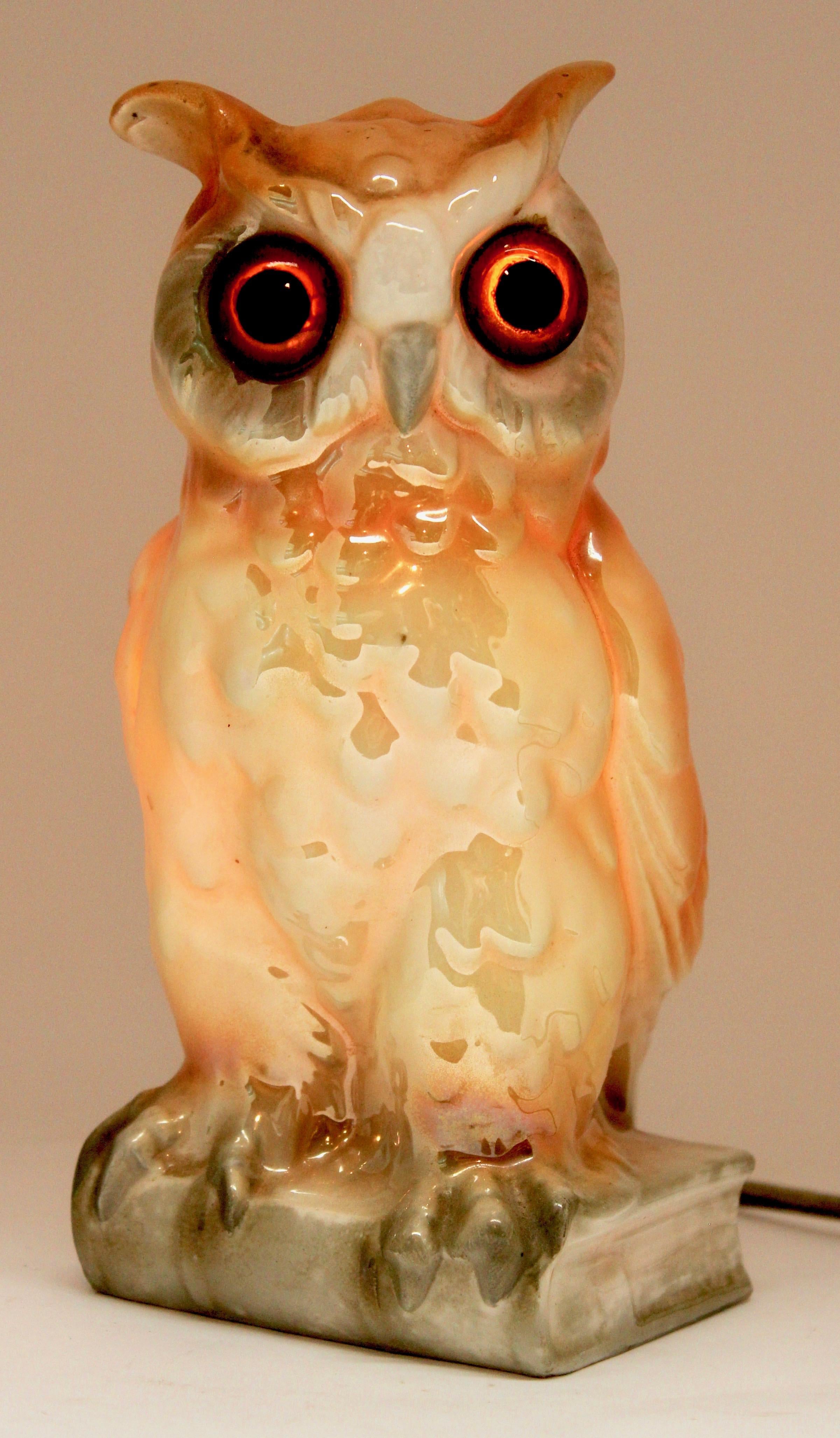 Porcelain Figurine, Air Purifier or Table Lamp, Owl from Germany, 1930s For Sale 2