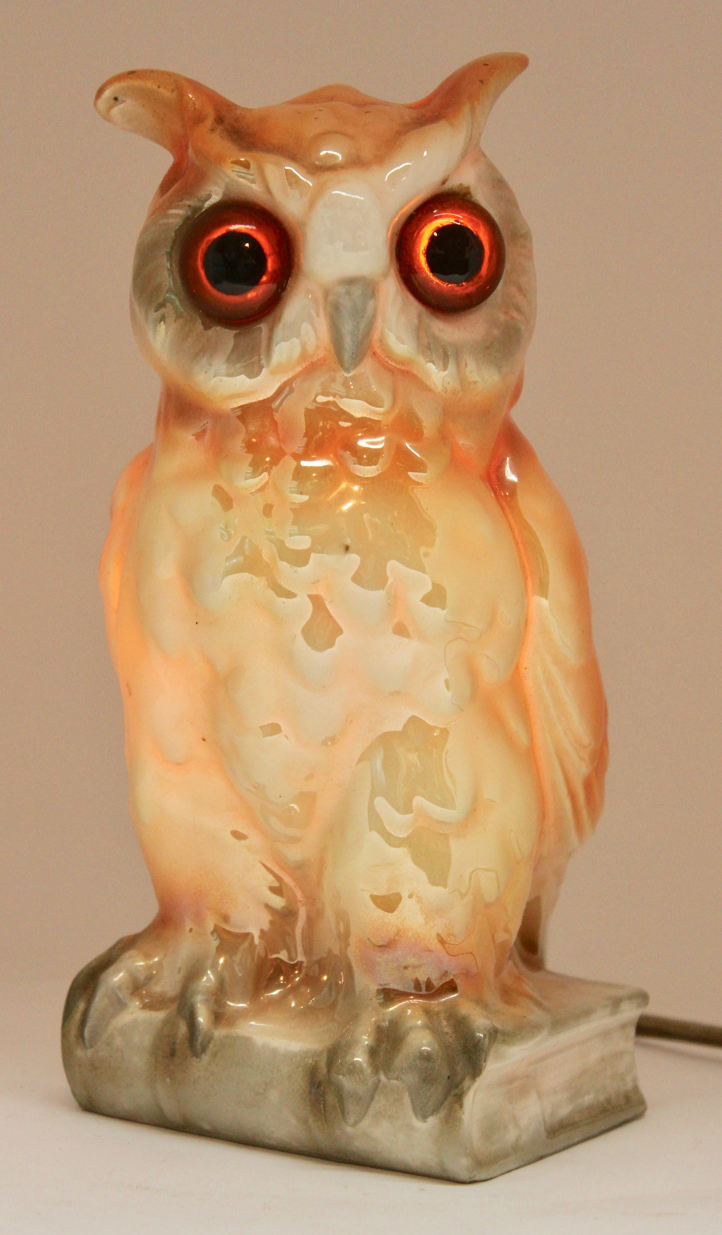 Mid-20th Century Porcelain Figurine, Air Purifier or Table Lamp, Owl from Germany, 1930s For Sale