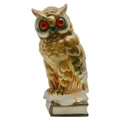 Figurine en porcelaine:: purificateur d'air ou lampe de table:: chouette ou hibou des années 1930