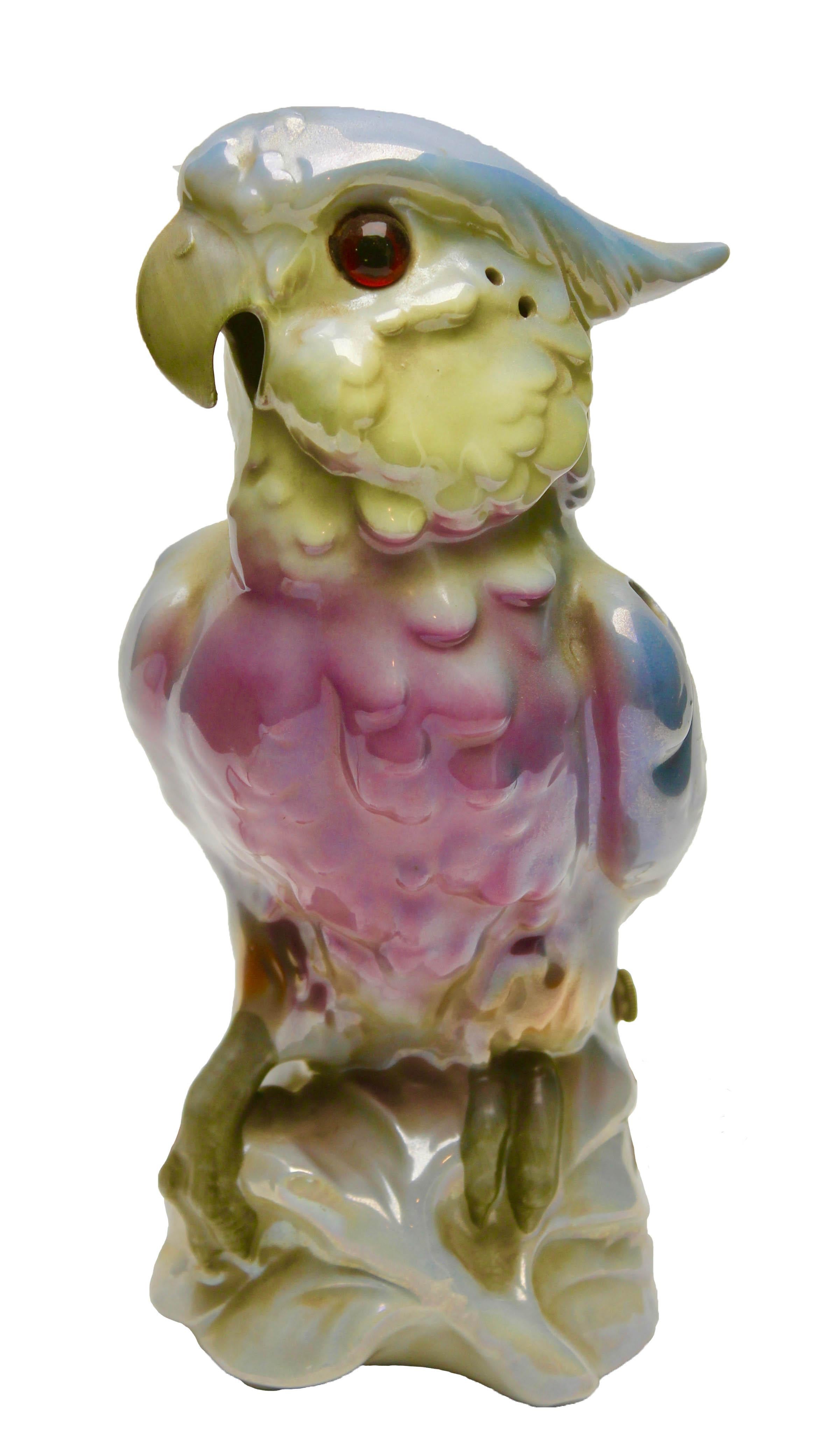 Mid-Century Modern Porcelain Figurine, Air Purifier or Table Lamp, Parrot from the 1930s