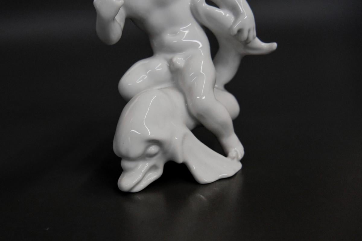 Mid-20th Century Porcelain Figurine, Boy on Dolphin, Bing & Grøndahl