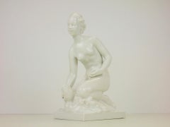 Porcelain Figurine Depicting a Nude with a Koi by Suze Muller for KPM, Berlin