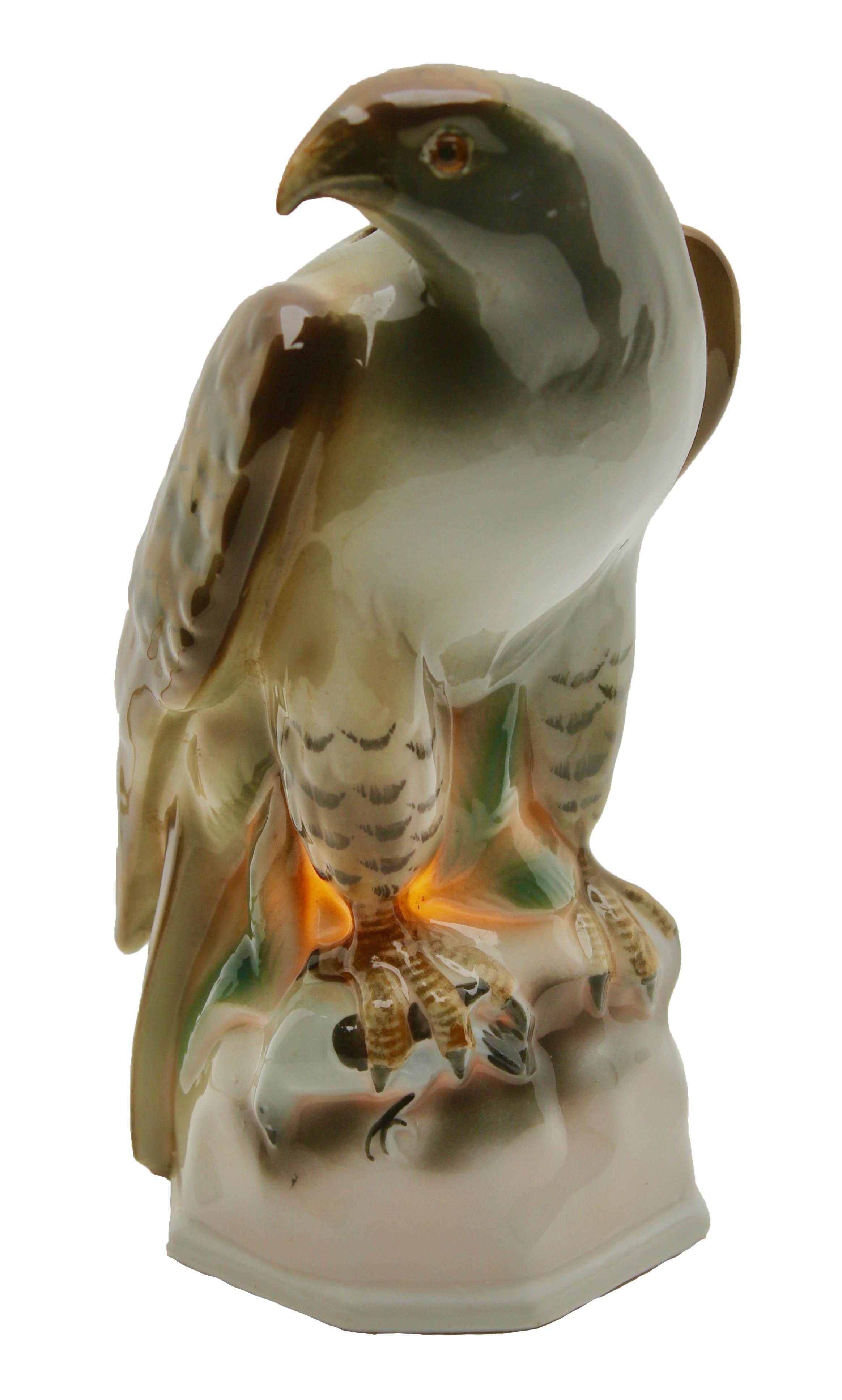 Mid-20th Century Porcelain Figurine Eagle, Table Lamp, Germany, 1930s