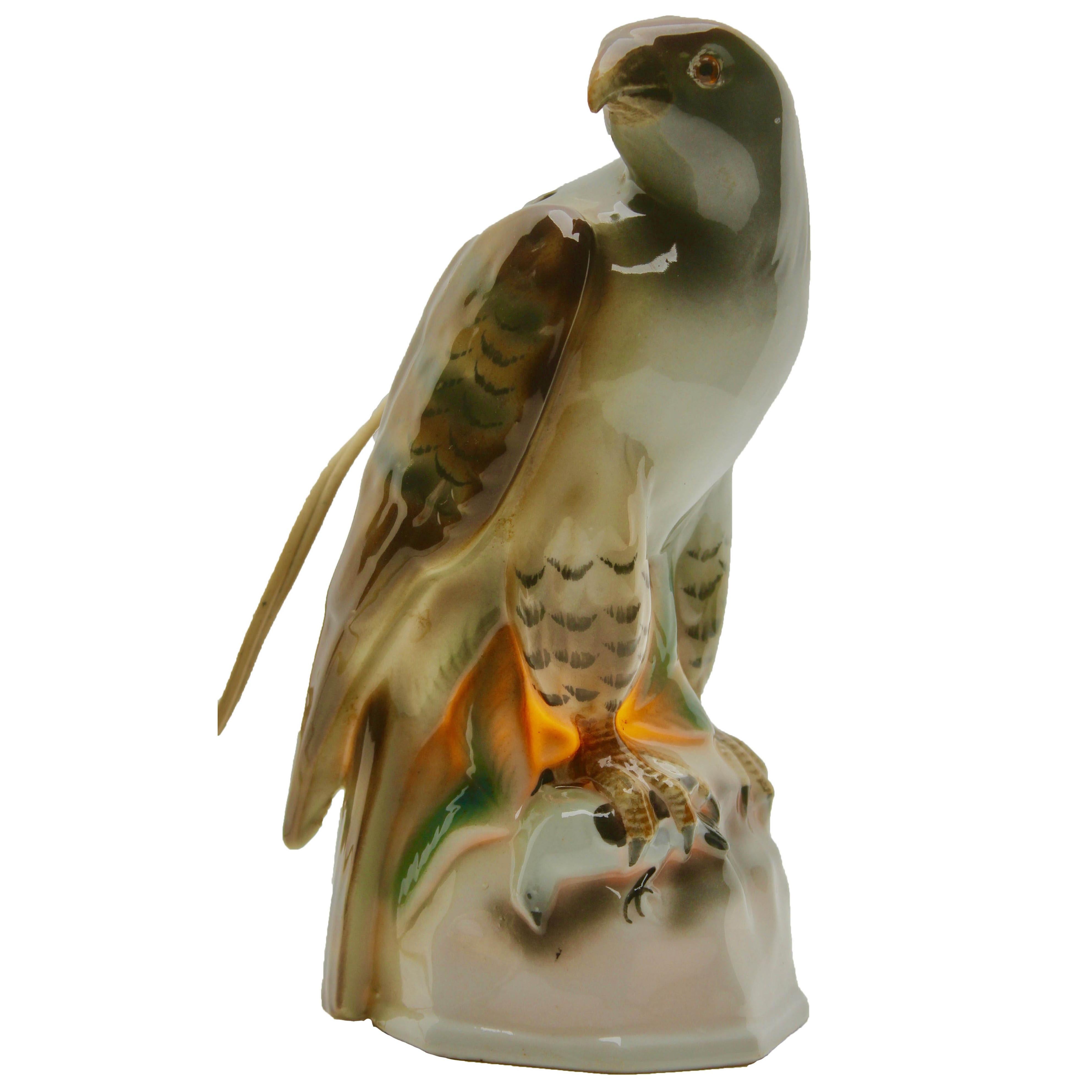 Porcelain Figurine Eagle, Table Lamp, Germany, 1930s