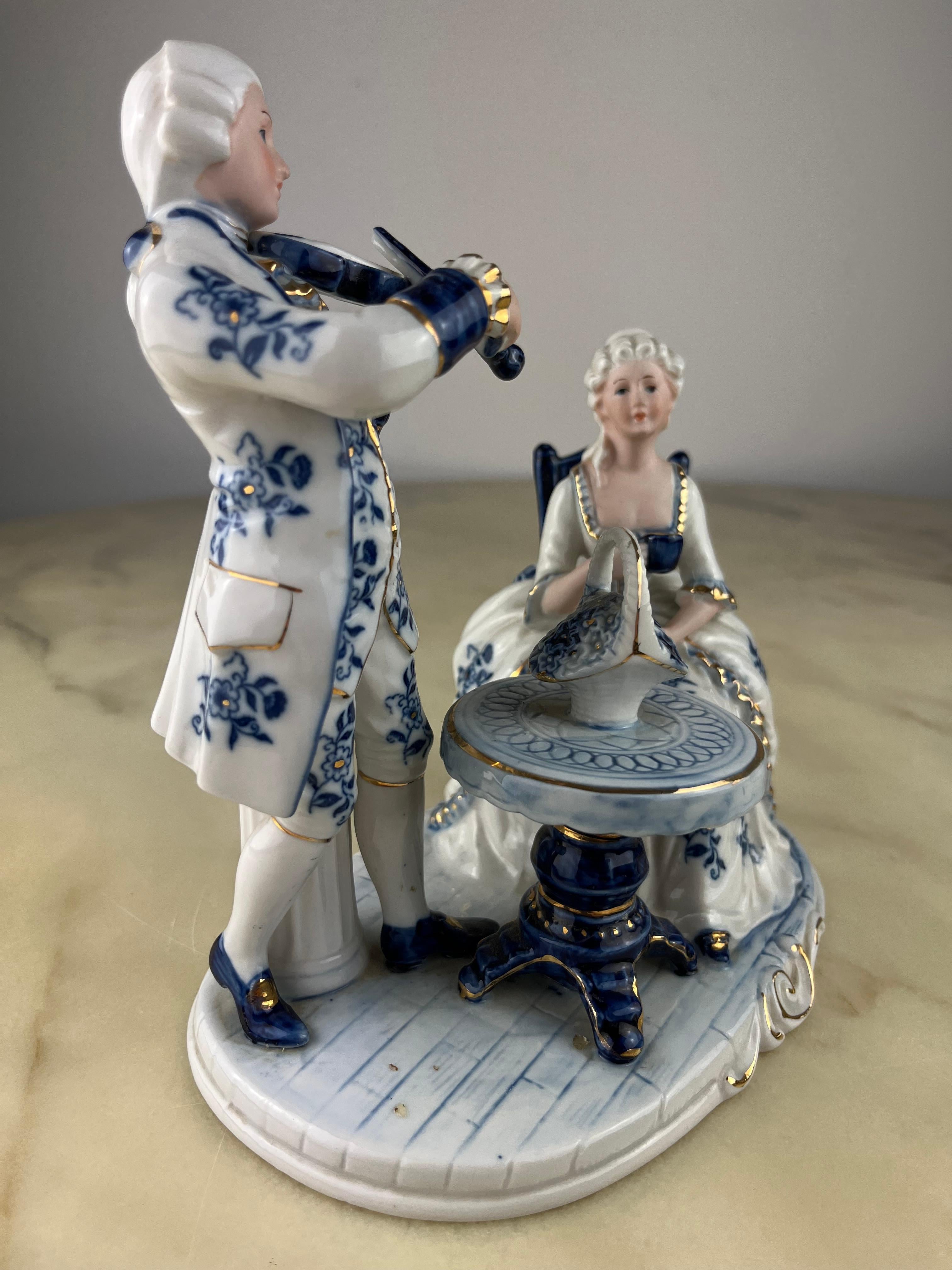 Porcelain figurine from Bassano del Grappa, Italy, 1970s.
It is in excellent condition, intact. Typical workmanship in shades of white and turquoise. It has always belonged to my family.