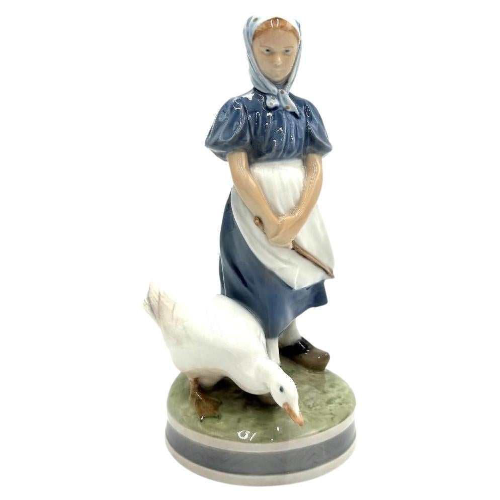Porcelain Figurine "Girl with a Goose", Royal Copenhagen, Denmark, 1960s For Sale