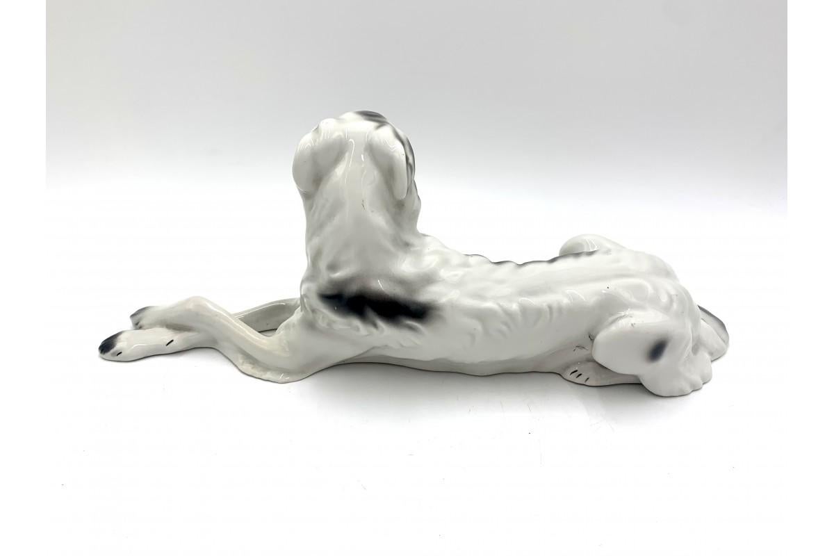 Polish Porcelain Figurine Greyhound Russian Borzoj, Bogucice, 60s For Sale