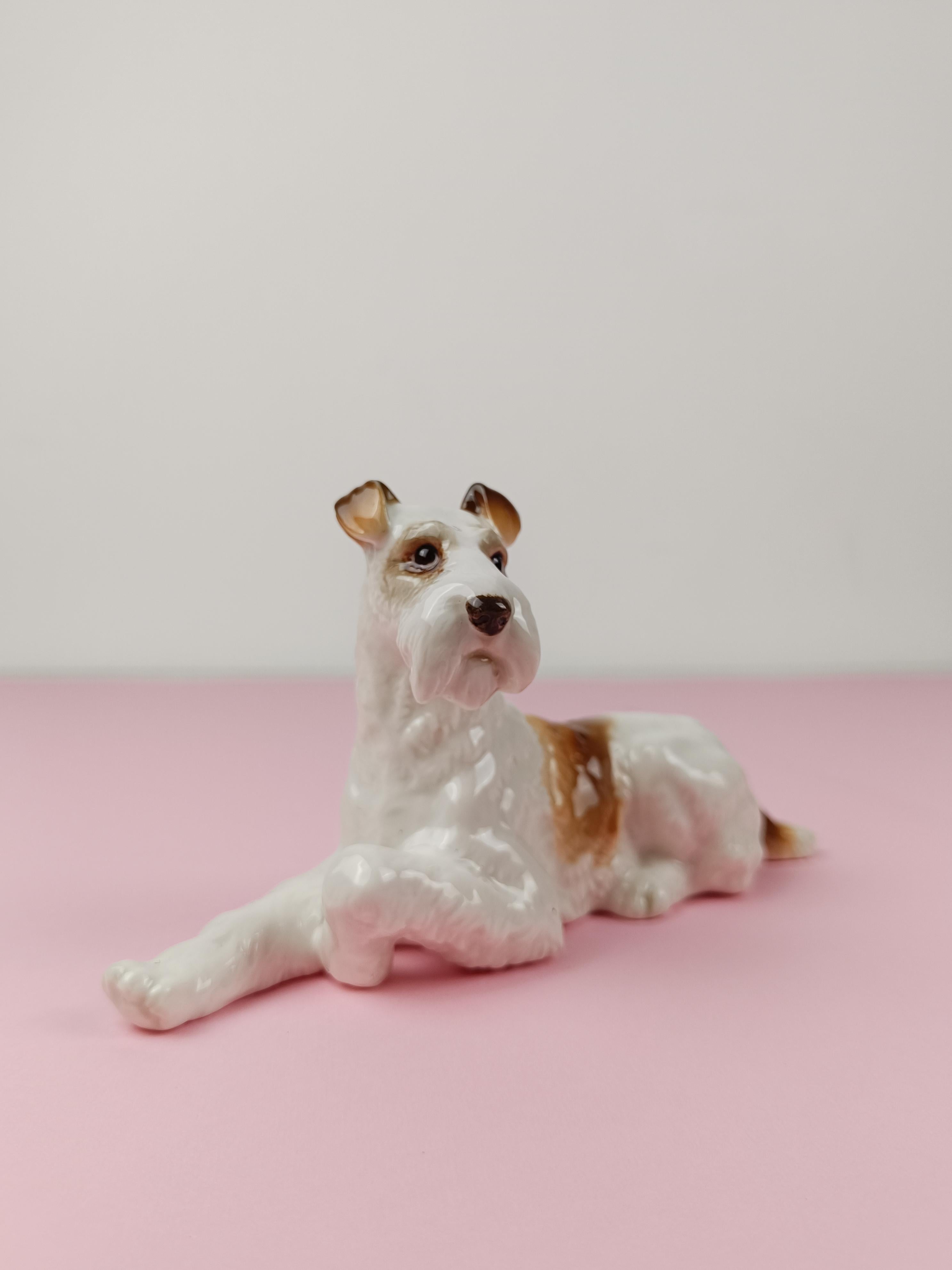 Porcellana Statuetta in porcellana a forma di Wire Fox Terrier di Hutschenreuter Porcelain anni '50 in vendita
