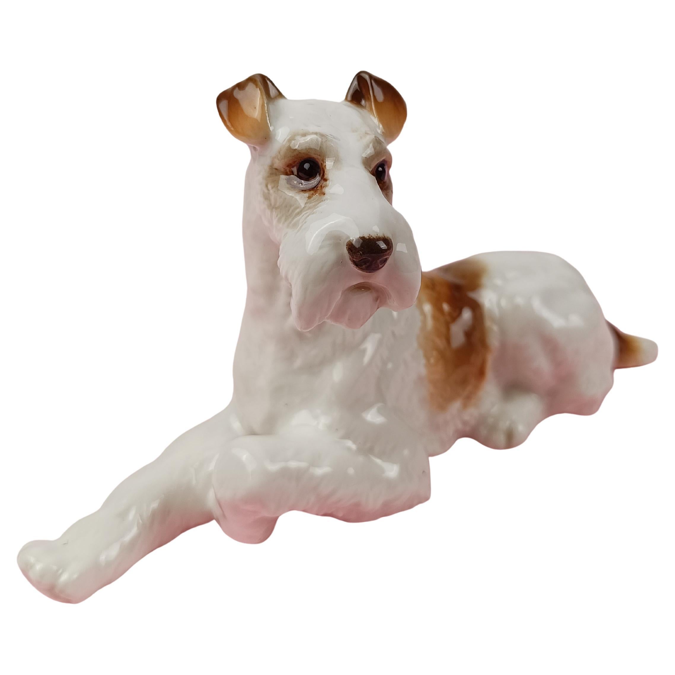 Figurine en porcelaine en forme de terrier de renard en fil de fer par Hutschenreuter Selb, années 50