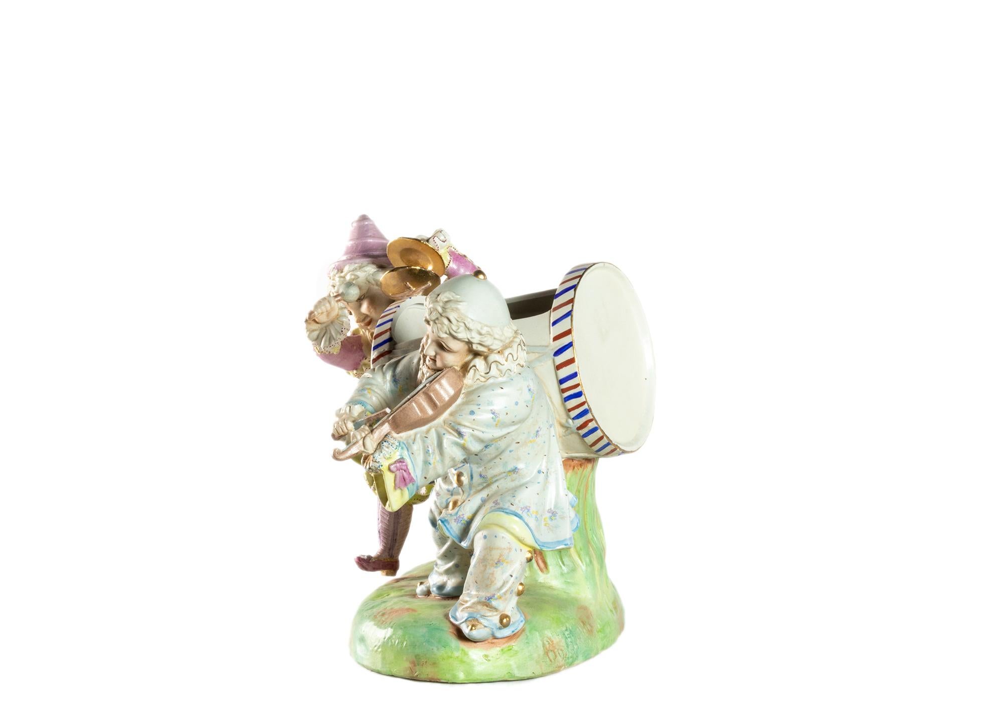 Figurilla de porcelana músicos de Meissen, Siglo XIX Renacimiento barroco en venta