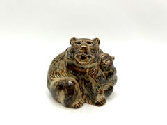 Porcelain Figurine of a Bear with Cub, Designed by Knud Kyhn, Royal Copenhagen