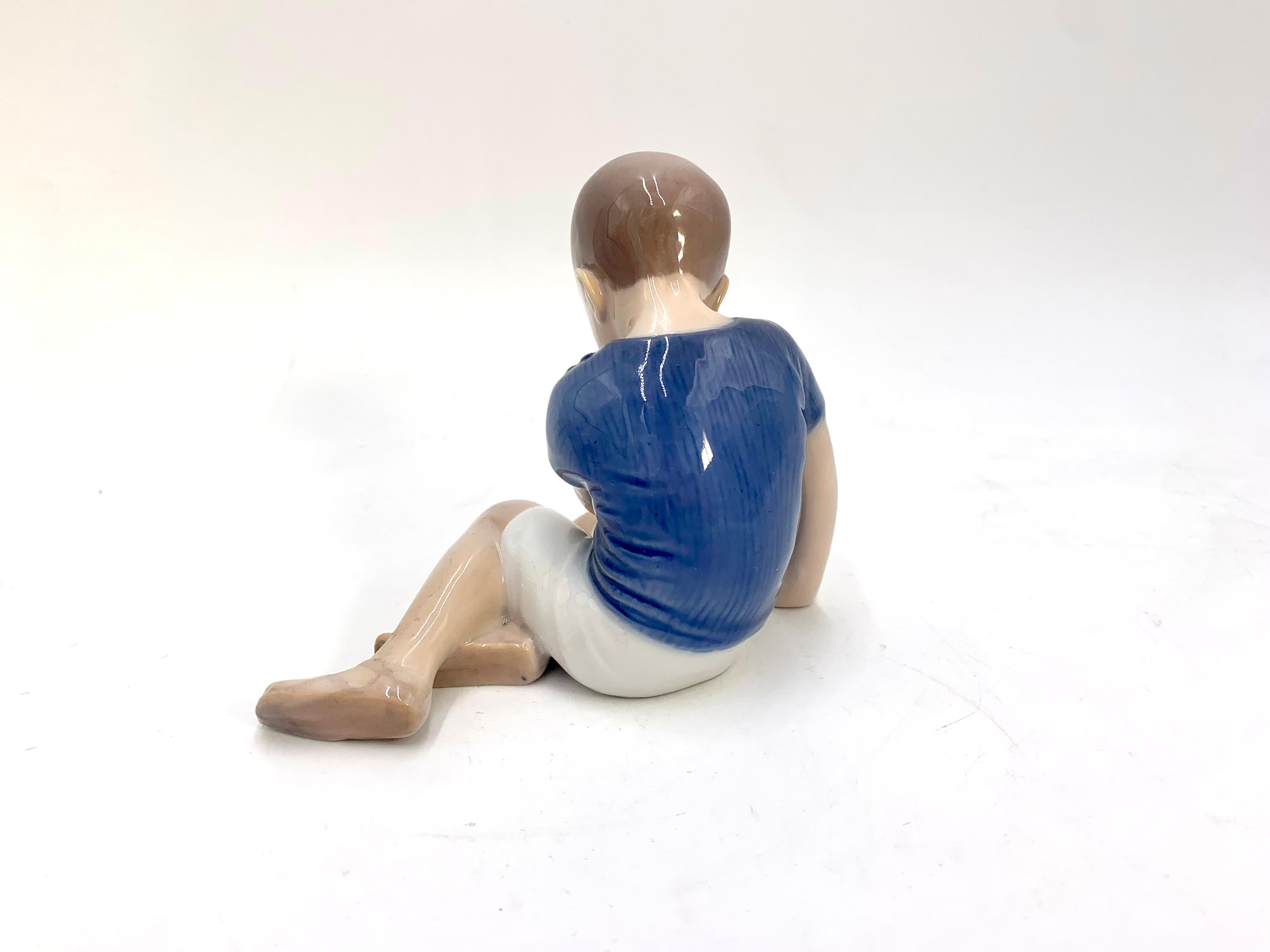 Mid-Century Modern Porcelain Figurine of a Boy, Bing & Grondahl, Denmark, 1950s / 1960s