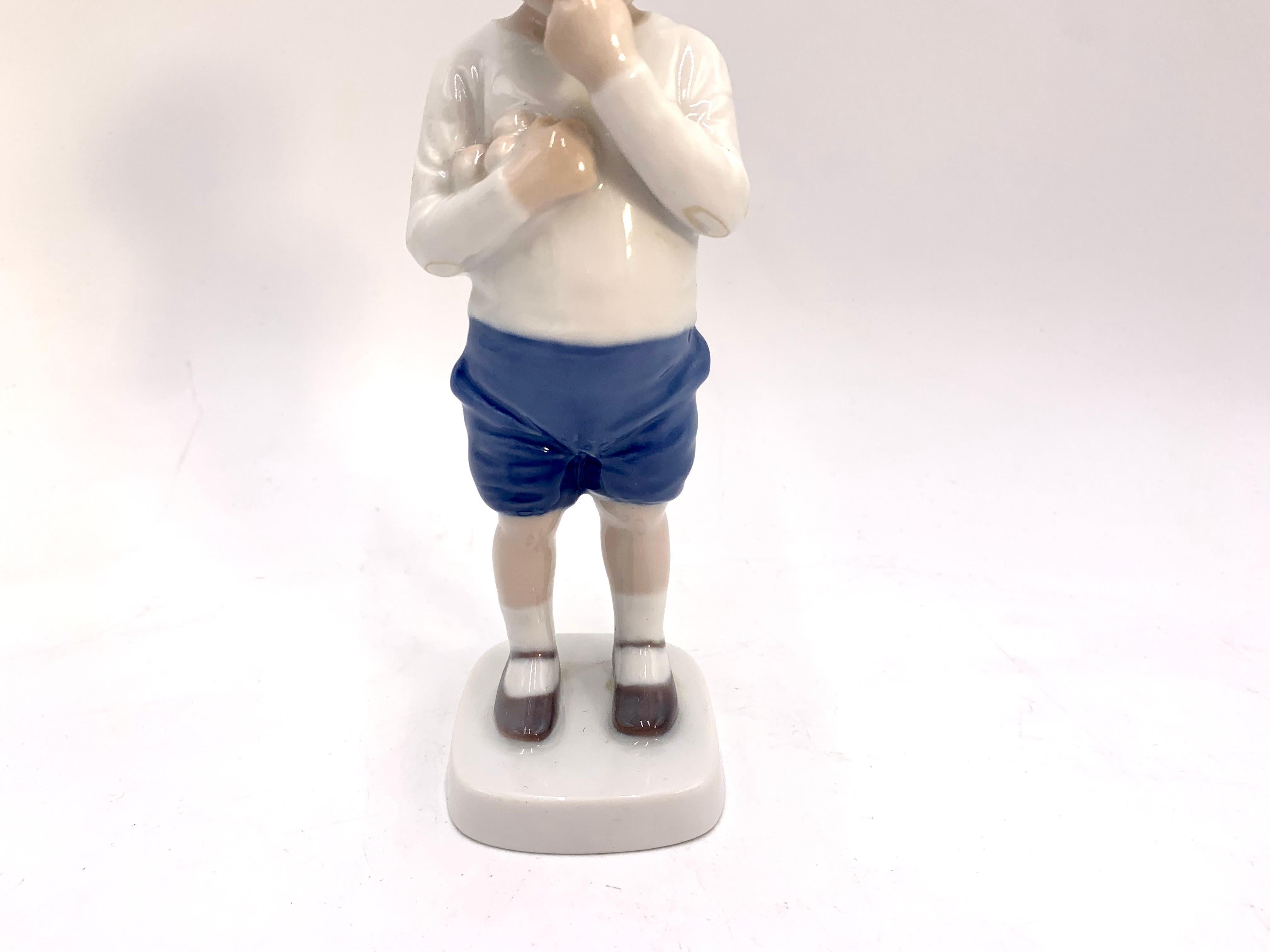 Mid-Century Modern Porcelain Figurine of a Boy, Bing & Grondahl, Denmark, 1980s For Sale