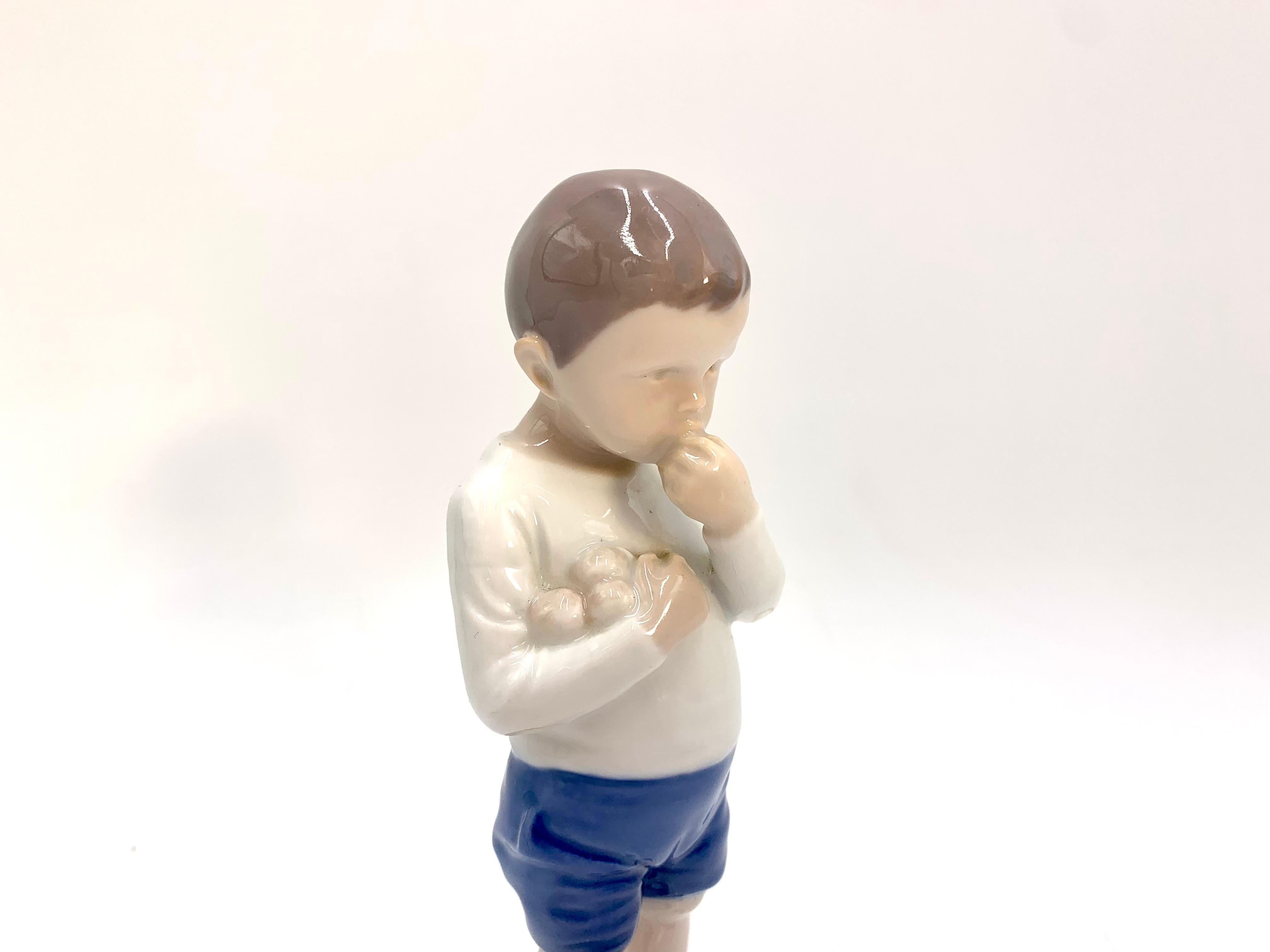 Late 20th Century Porcelain Figurine of a Boy, Bing & Grondahl, Denmark, 1980s For Sale
