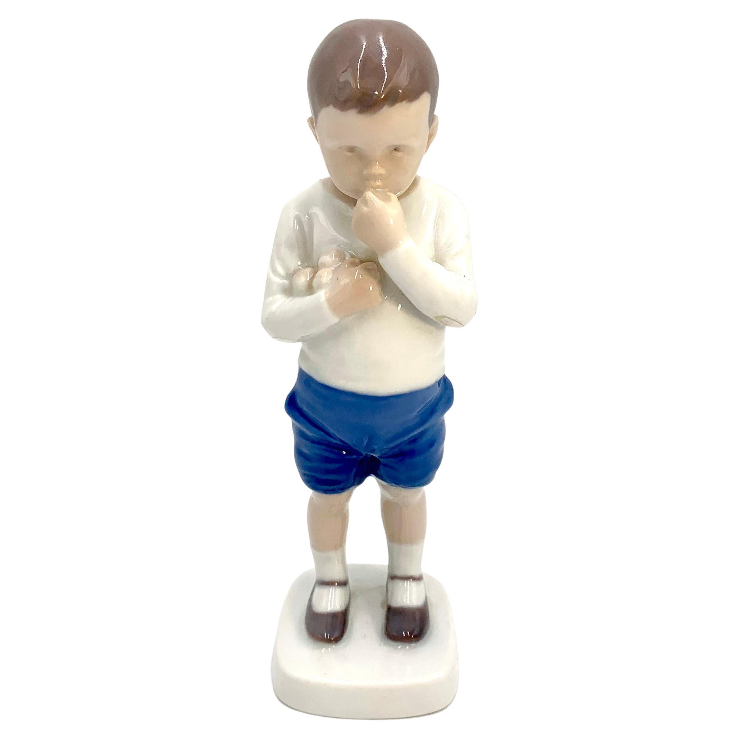 Porcelain Figurine of a Boy, Bing & Grondahl, Denmark, 1980s For Sale