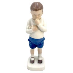 Antique Porcelain Figurine of a Boy, Bing & Grondahl, Denmark, 1980s