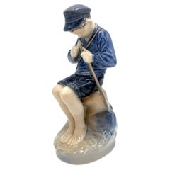 Porcelain Figurine of a Boy with a Stick, Royal Copenhagen, Denmark