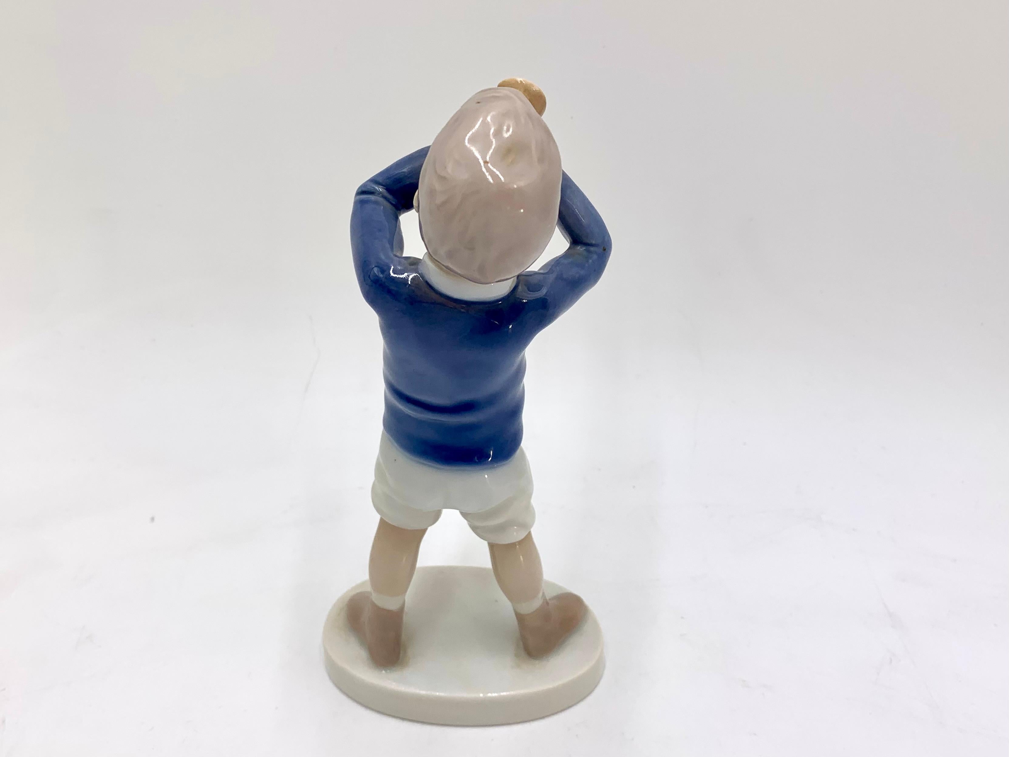 Mid-Century Modern Porcelain Figurine of a Boy with a Trumpet, Bing & Grondahl, Denmark, 1970s/80s For Sale