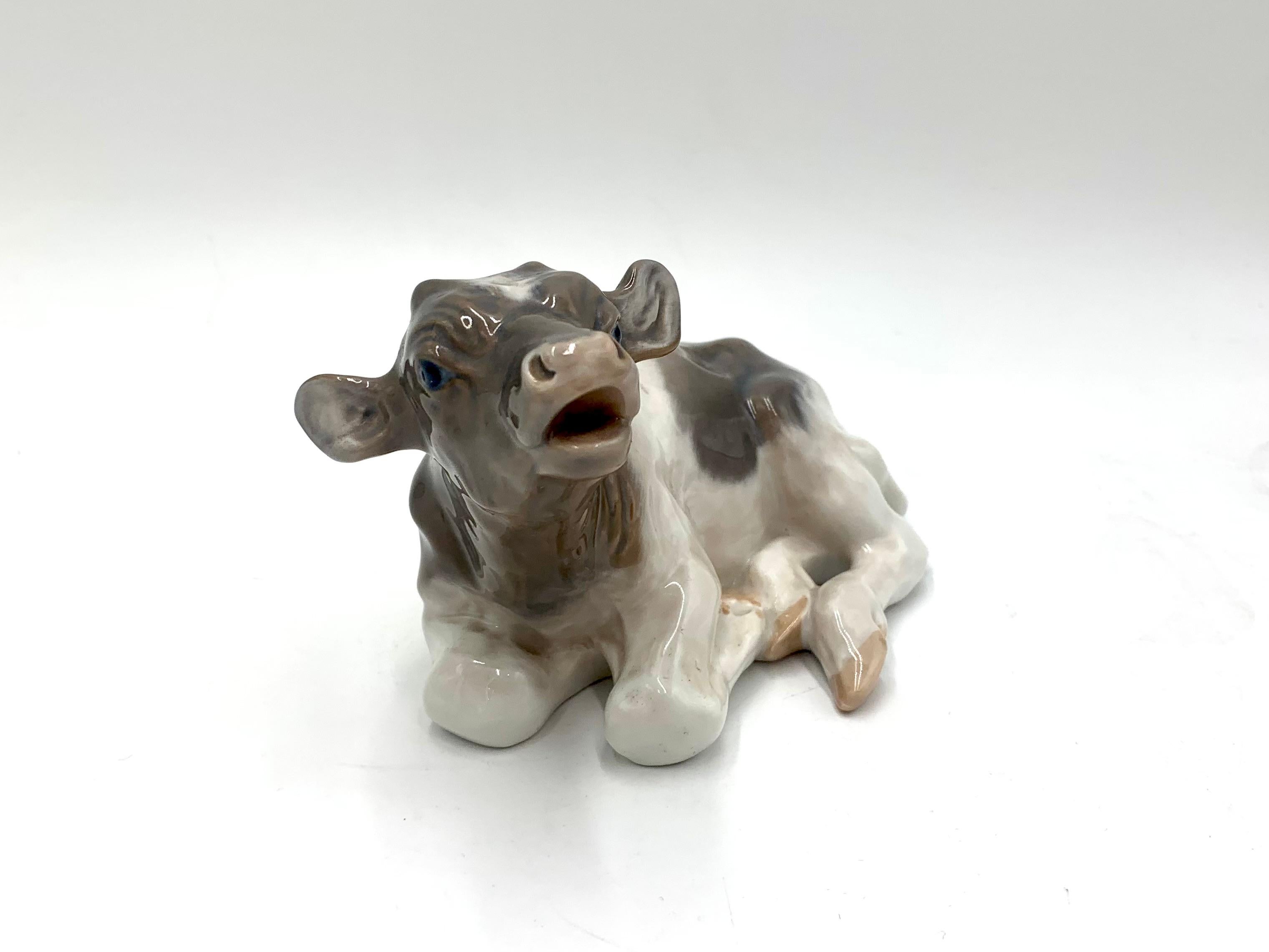 20th Century Porcelain Figurine of a Calf, Royal Copenhagen, Denmark, 1967
