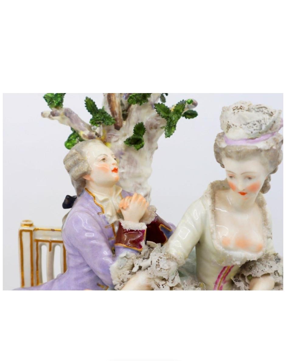 Porcelain Figurine of a Couple German, 19th Century For Sale 4