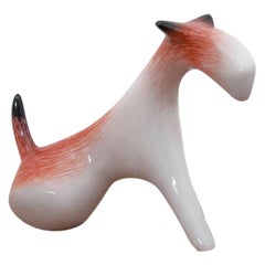 Retro Porcelain Figurine of a Fox Terrier, Ćmielów, Designed by Mieczysław Naruszewicz