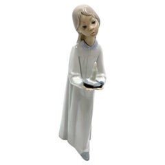 Retro Porcelain Figurine of a Girl with a Candle, Lladro, Spain, 1970s
