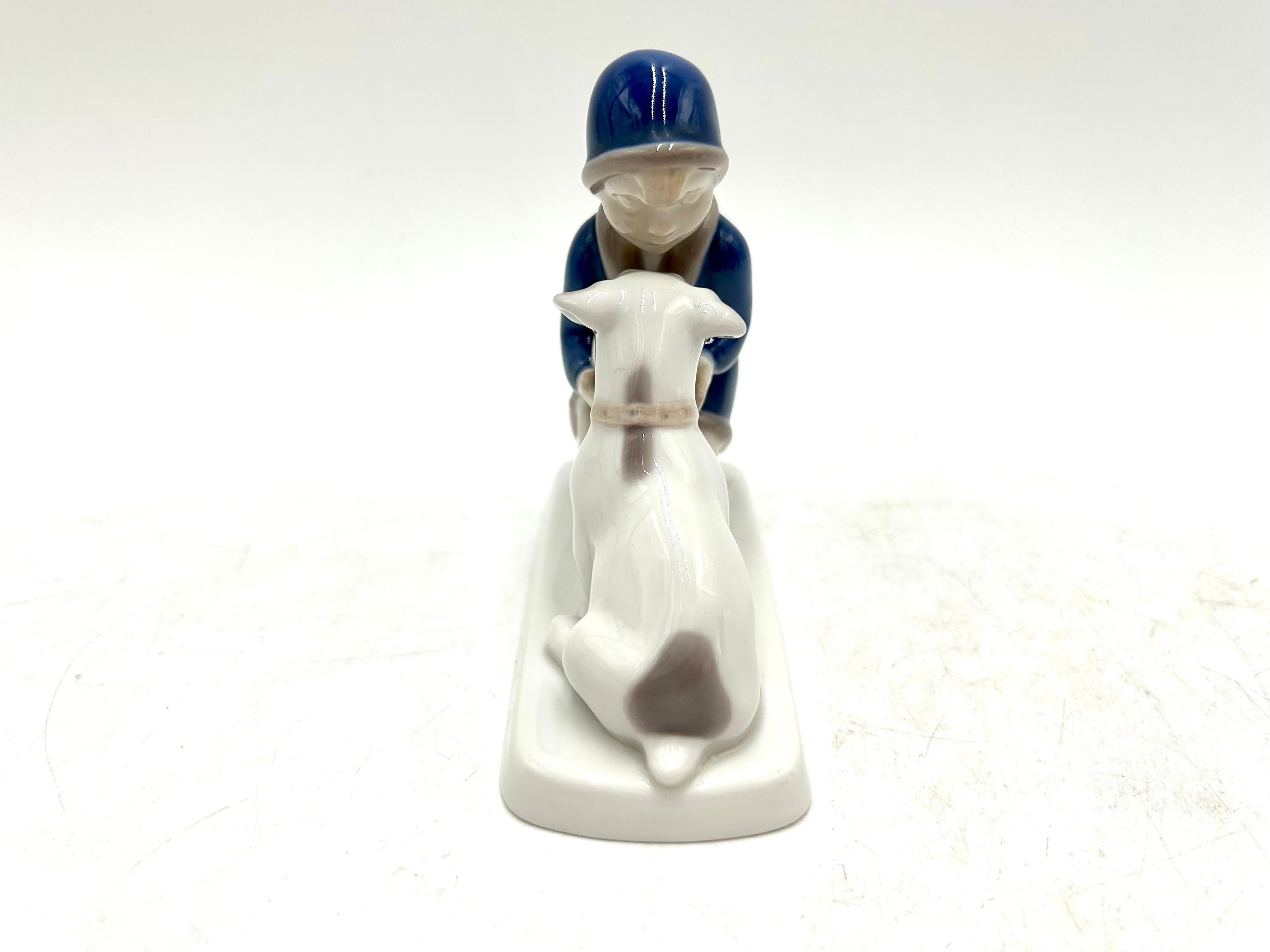 Porcelain Figurine of a Girl with a Dog, Bing & Grondahl, Denmark, 1950s In Good Condition In Chorzów, PL