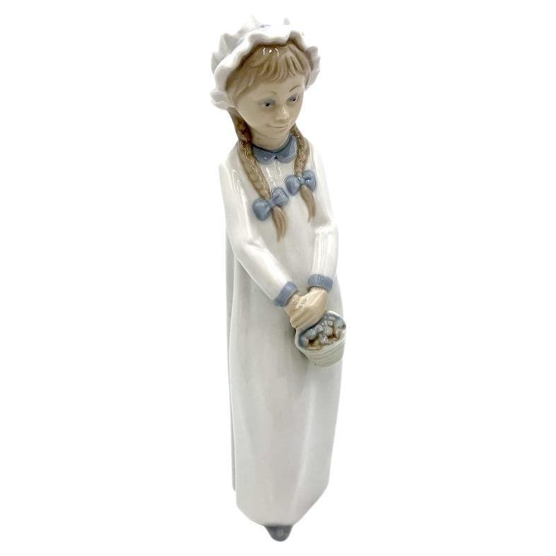 Porcelain Figurine of a Girl with Braids, Zaphir Lladro, Spain, 1970s For Sale