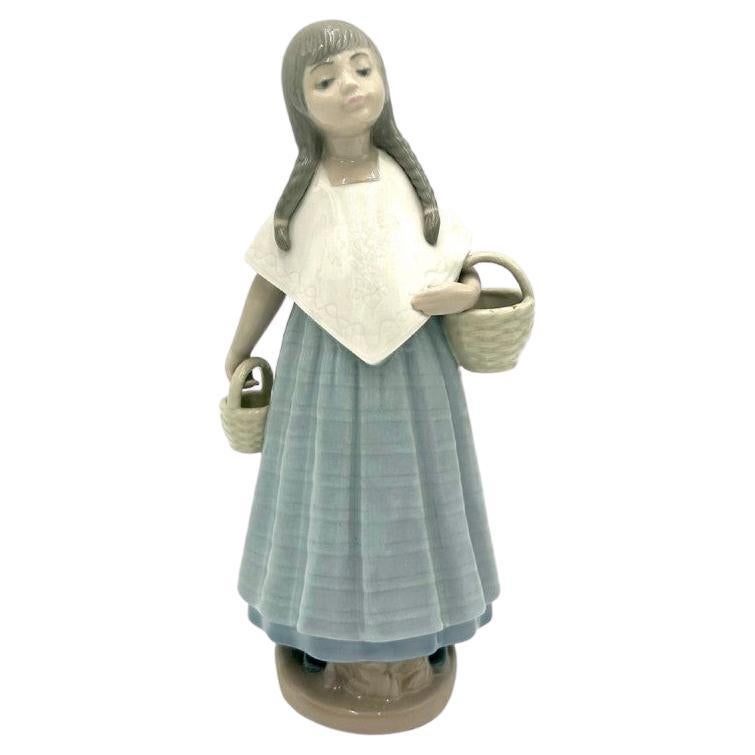 Porcelain Figurine of a Girl with Pigtails, Nao Lladro, Spain For Sale