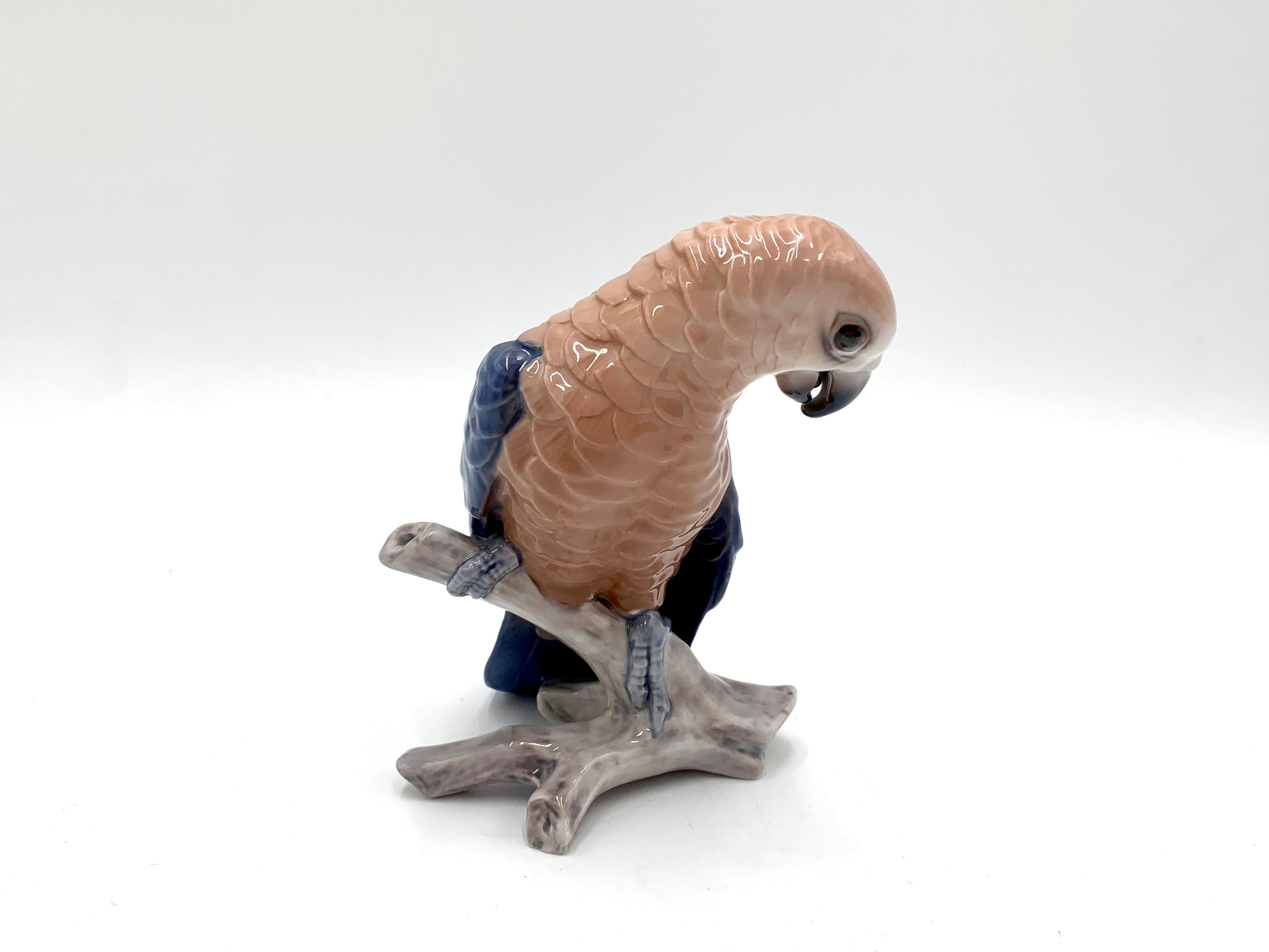 Mid-Century Modern Porcelain Figurine of a Parrot, Bing & Grondahl, Denmark