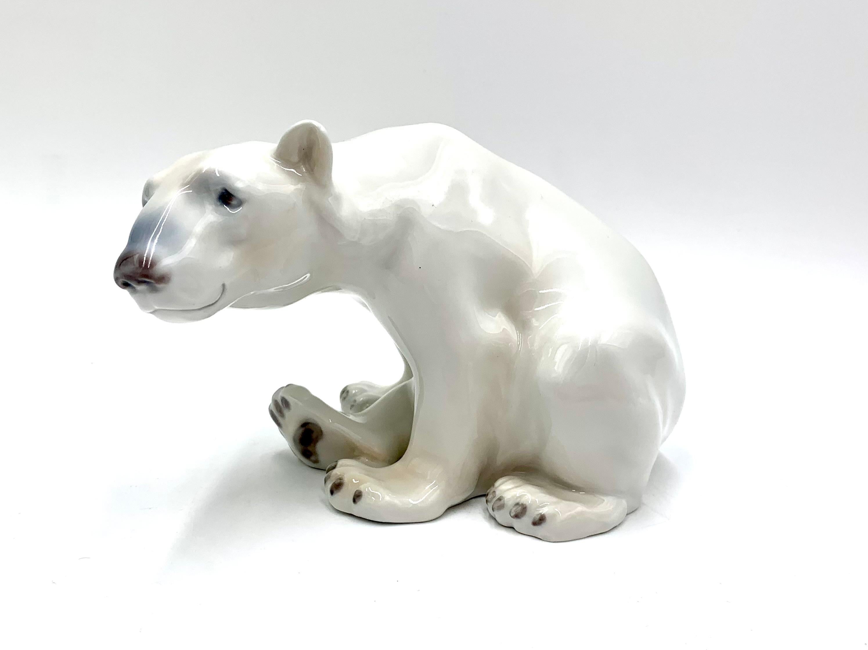 Mid-Century Modern Porcelain Figurine of a Polar Bear, Bing & Grondahl, Denmark, 1970s
