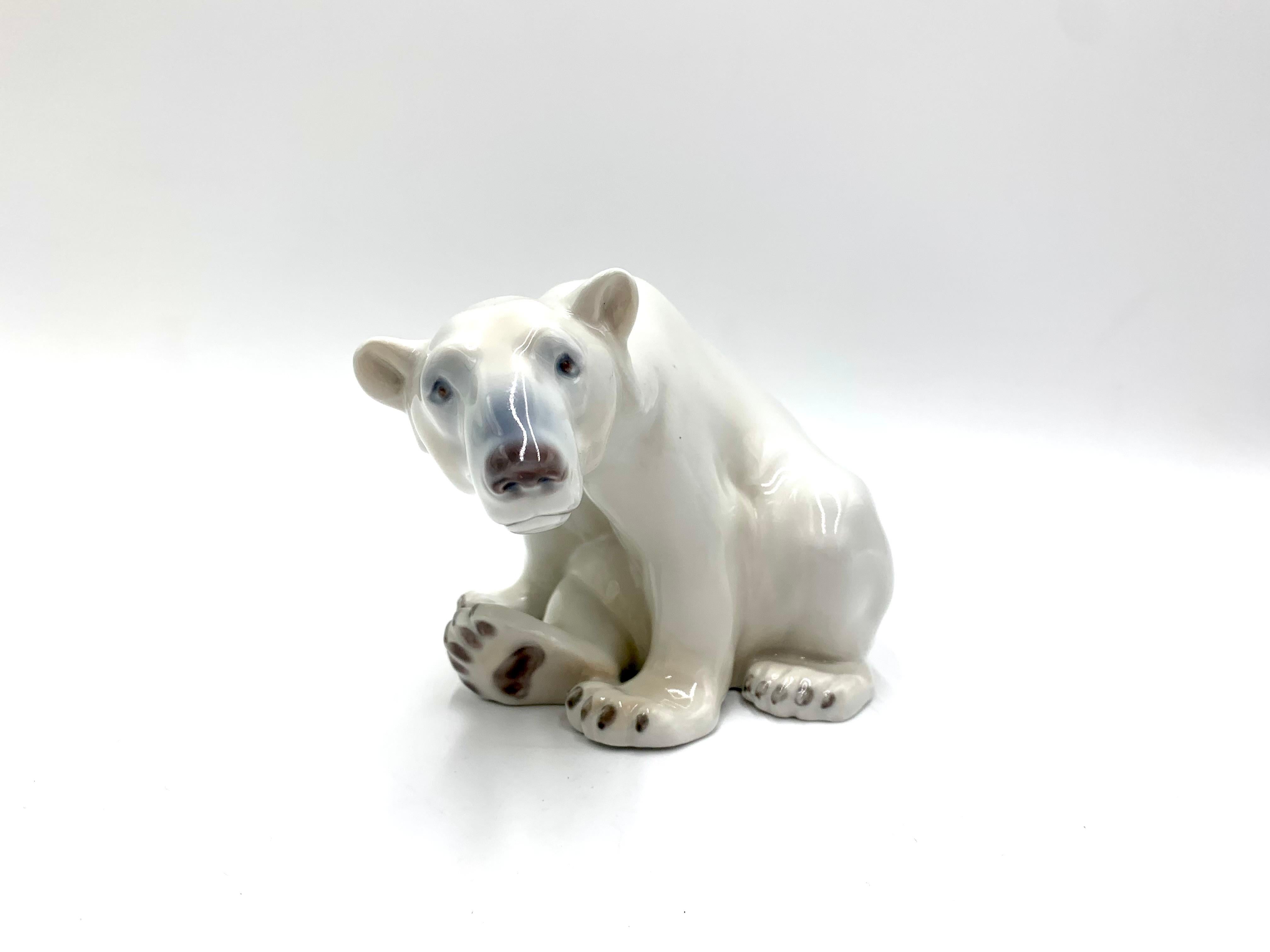 Danish Porcelain Figurine of a Polar Bear, Bing & Grondahl, Denmark, 1970s