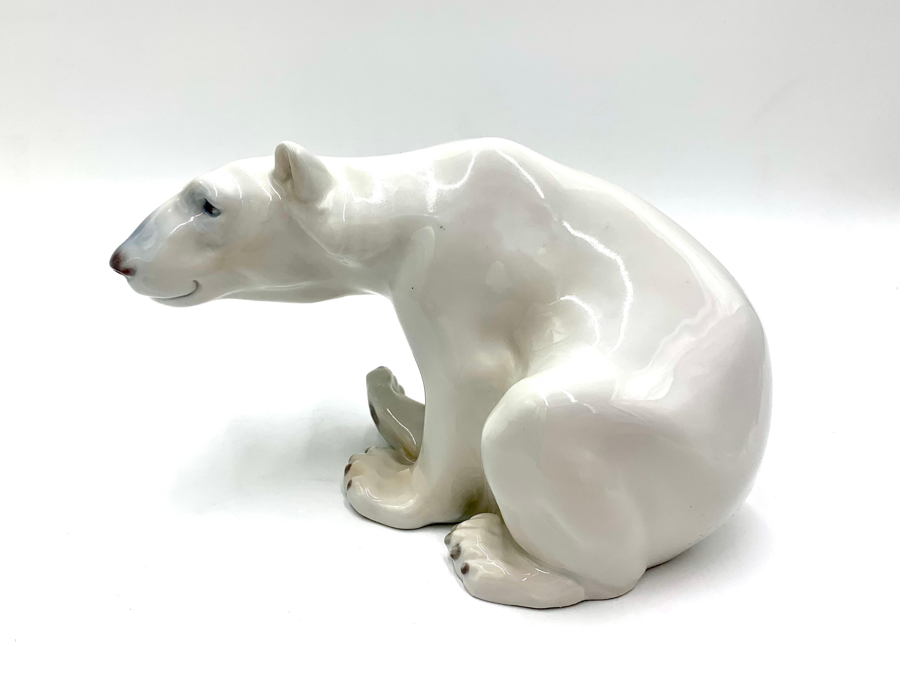 Late 20th Century Porcelain Figurine of a Polar Bear, Bing & Grondahl, Denmark, 1970s