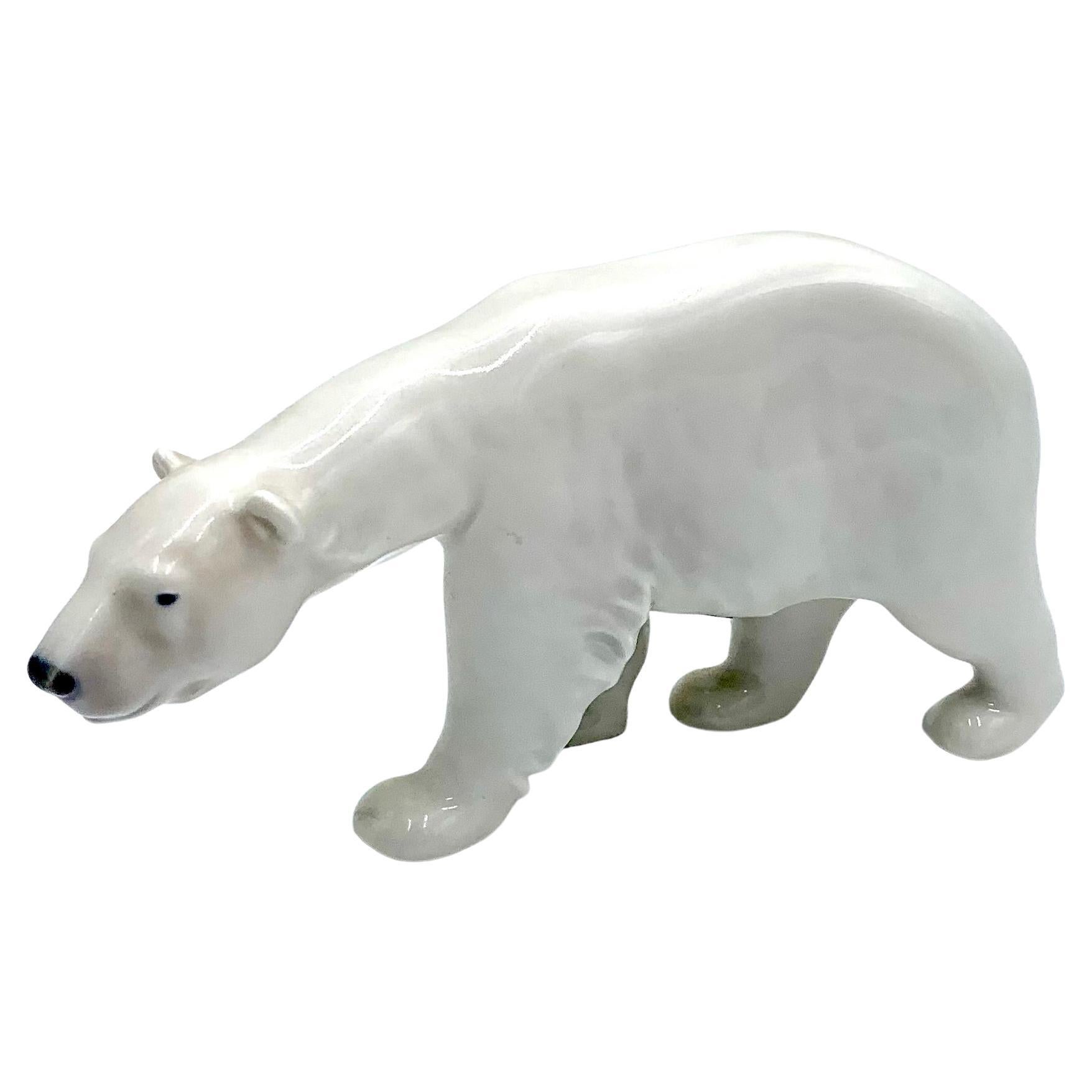 Porcelain Figurine of a Polar Bear, Royal Copenhagen, Denmark, 1950s