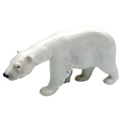 Vintage Porcelain Figurine of a Polar Bear, Royal Copenhagen, Denmark, 1950s