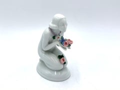 Porcelain Figurine of a Woman "kneeling", Bogucice, Poland, 1930s