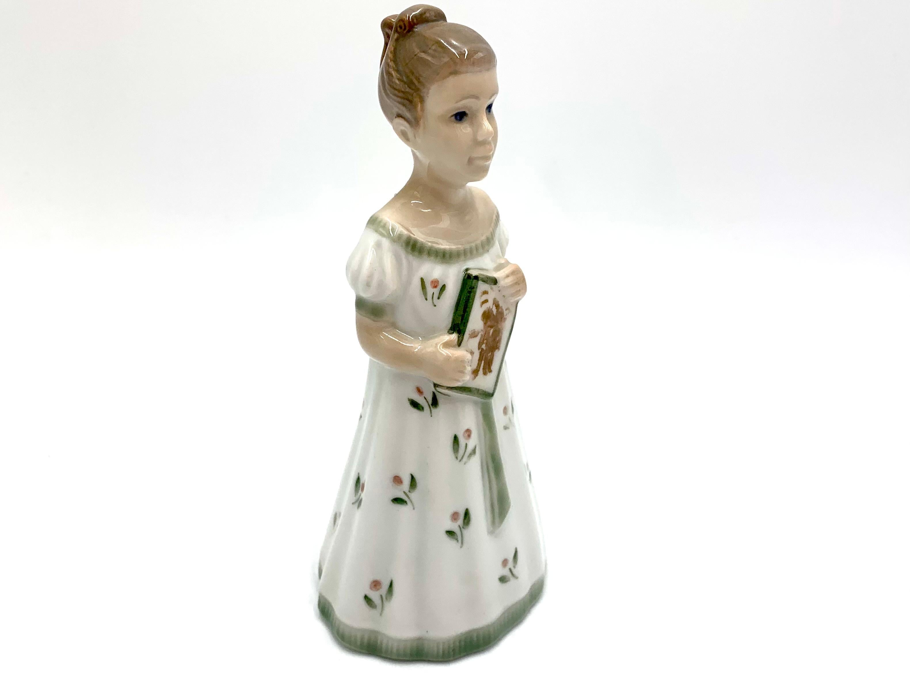 Mid-Century Modern Porcelain Figurine of a Woman with a Book, Lyngby, Denmark, 1960s