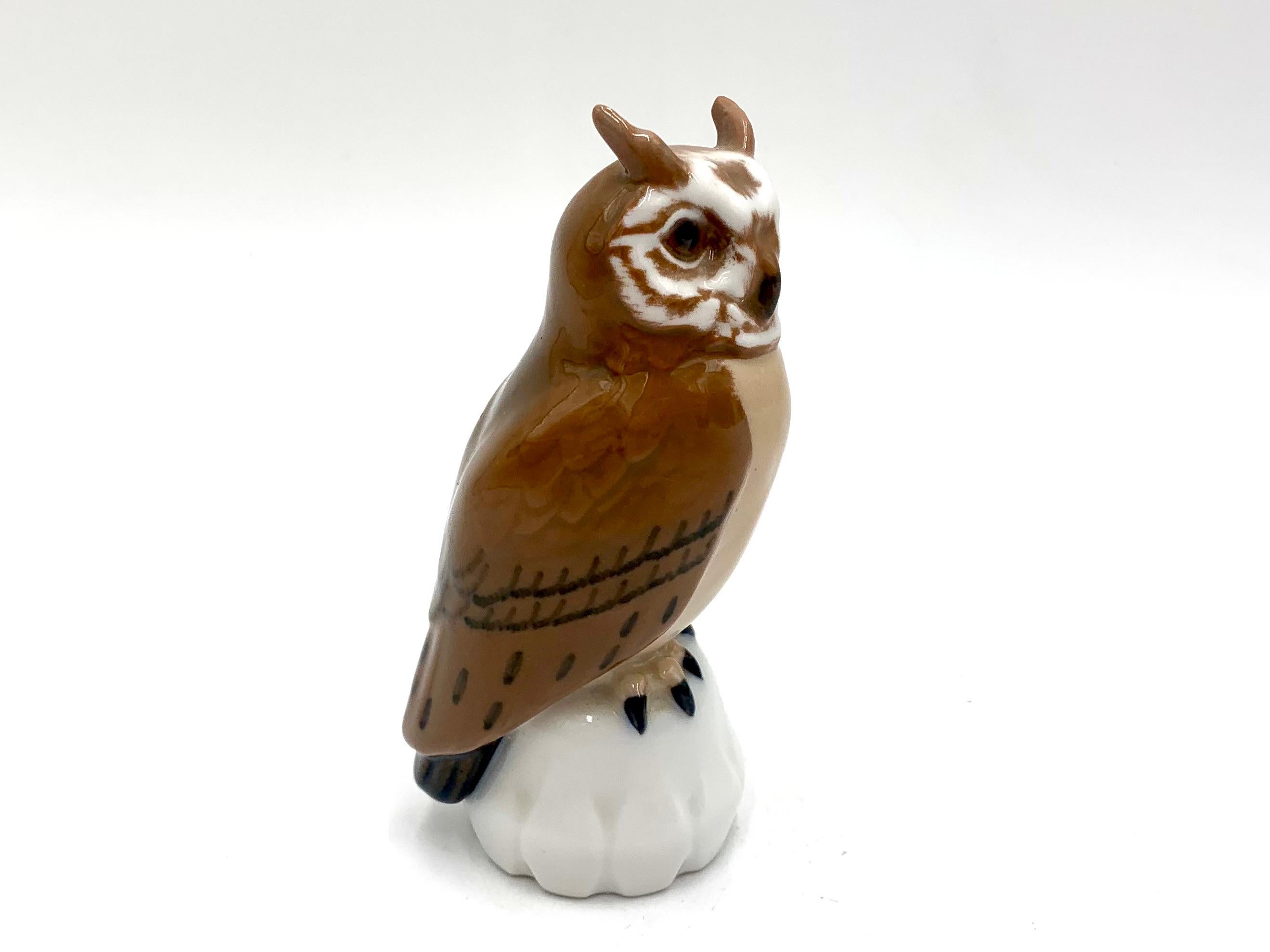 Mid-Century Modern Porcelain Figurine of an Owl, Bing & Grondahl, Denmark