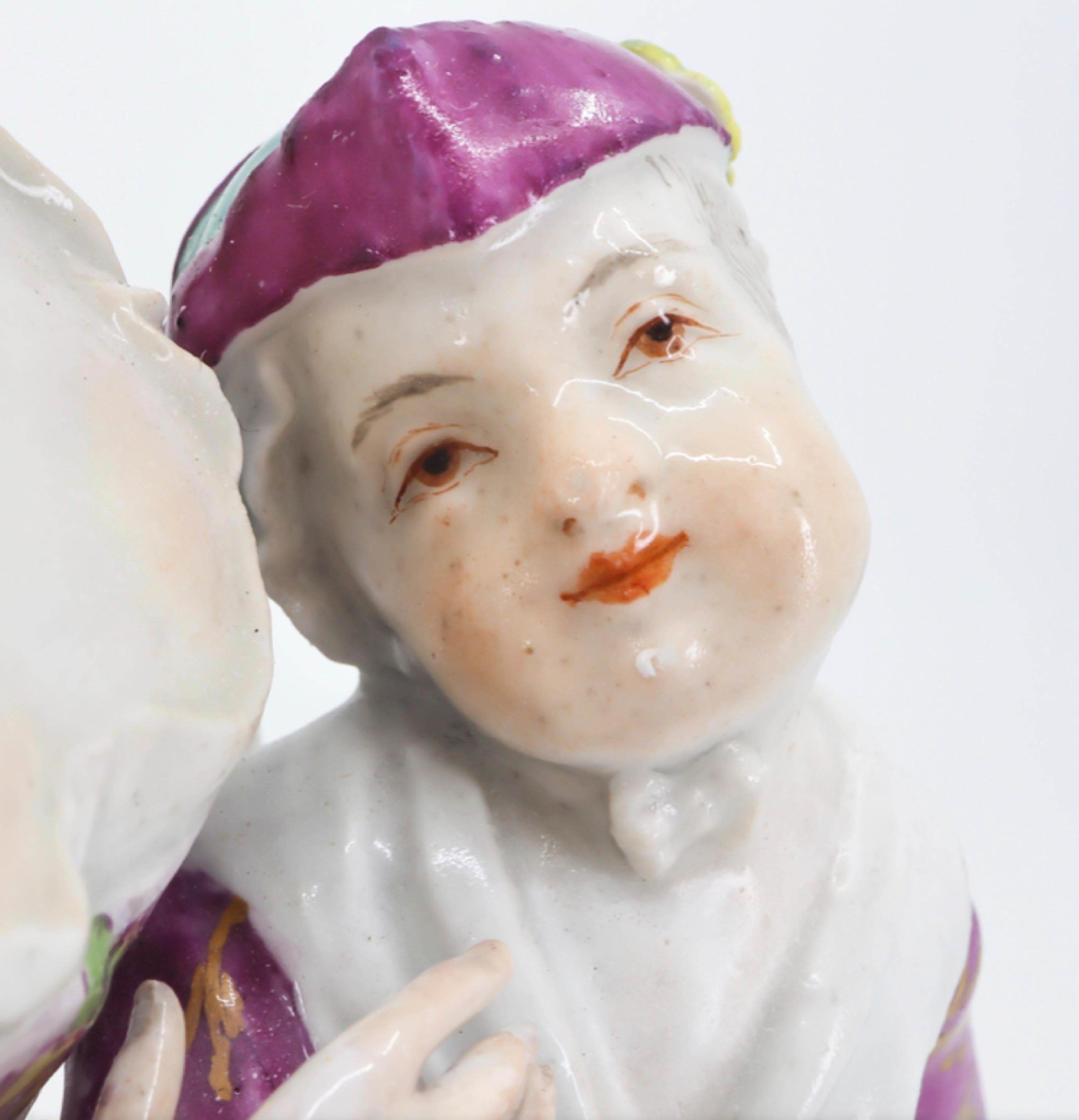 German Porcelain Figurine of Mother and Childrens, Hand Painted, 18th Century, Meissen For Sale