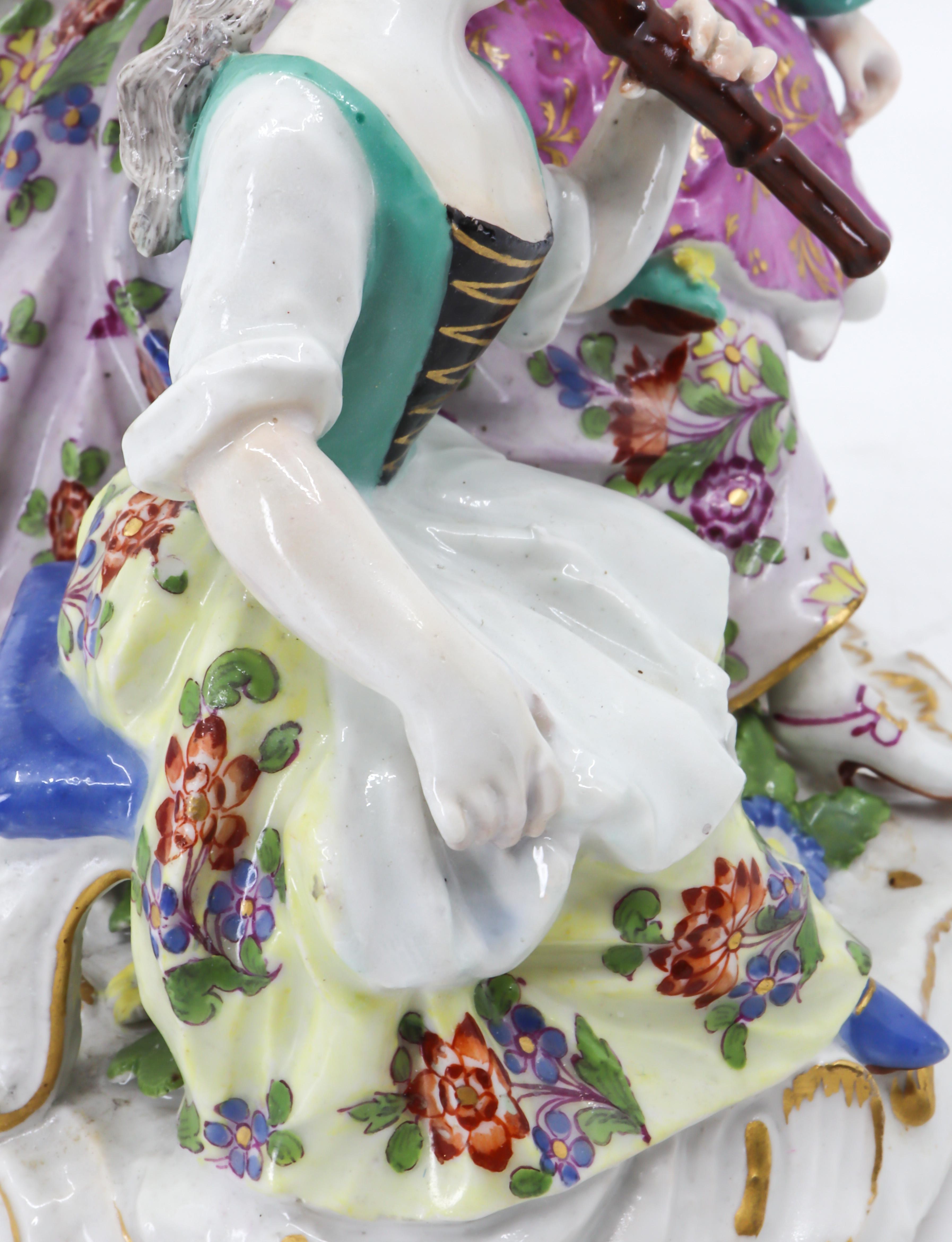 Porcelain Figurine of Mother and Childrens, Hand Painted, 18th Century, Meissen In Good Condition For Sale In Lantau, HK