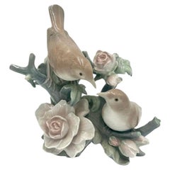 Retro Porcelain Figurine of Nightingales, Nao Lladro, Spain