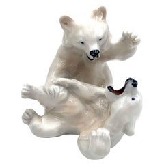 Porcelain Figurine of Polar Bears, Royal Copenhagen, Denmark, 1960s