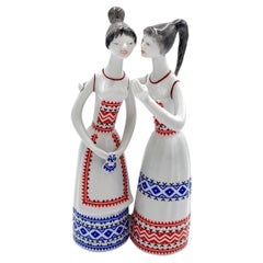 Porcelain Figurine of the "Gossip Girl", Hollohaz Hungary, 1960s