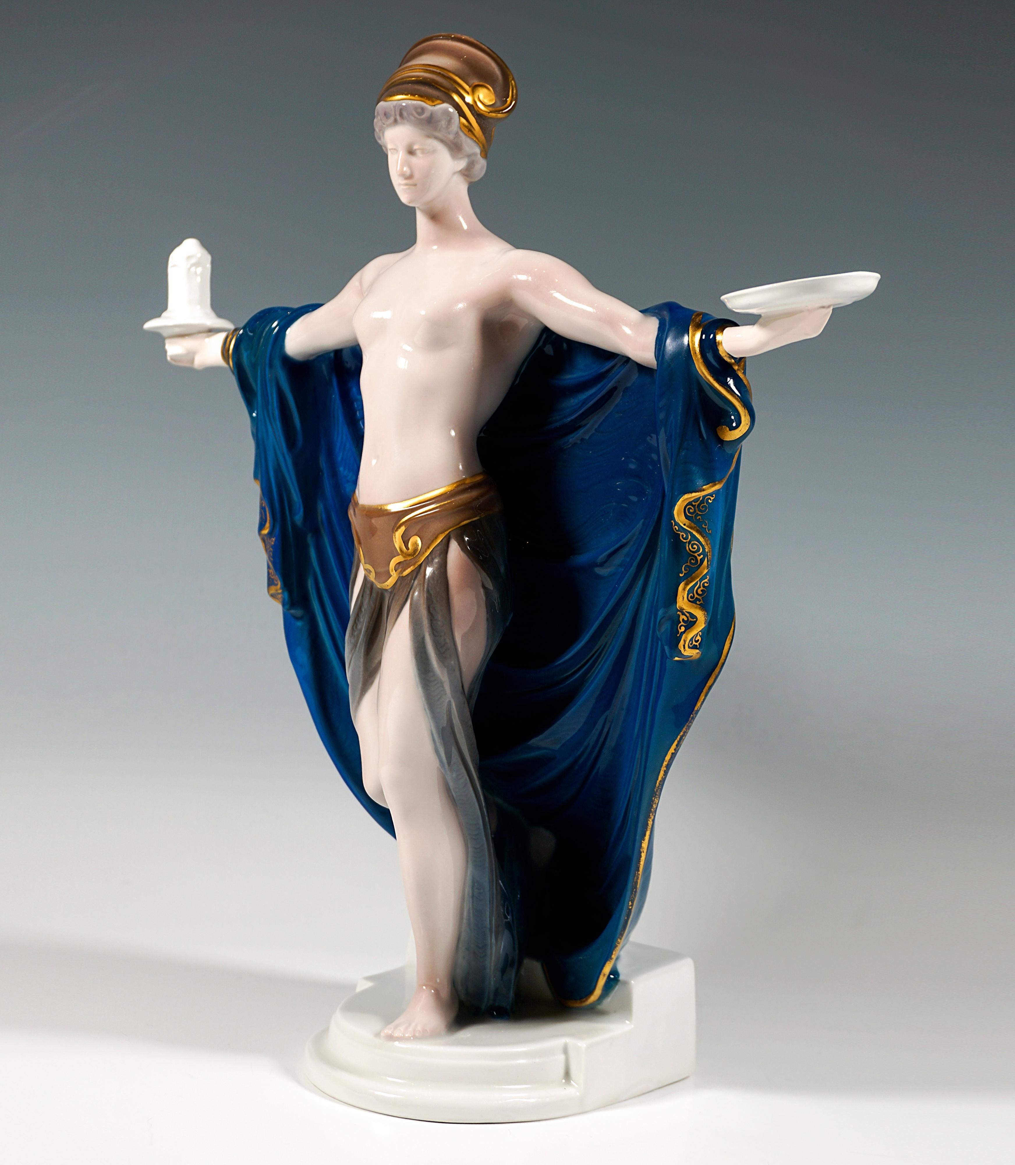 Hand-Painted Porcelain Figurine 'Temple Dedication' by Liebermann Rosenthal Selb Germany 1916 For Sale