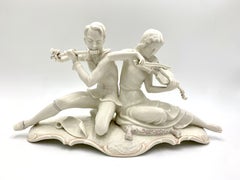Porcelain Figurine "Two Musicians", Hutschenreuther, Germany, 50s