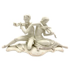 Porcelain Figurine "Two Musicians", Hutschenreuther, Germany, 50s